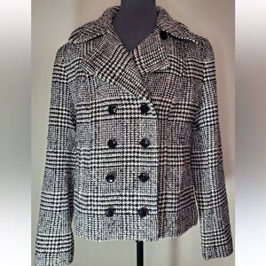 Banana Republic Women's Black and White Houndstooth Jacket